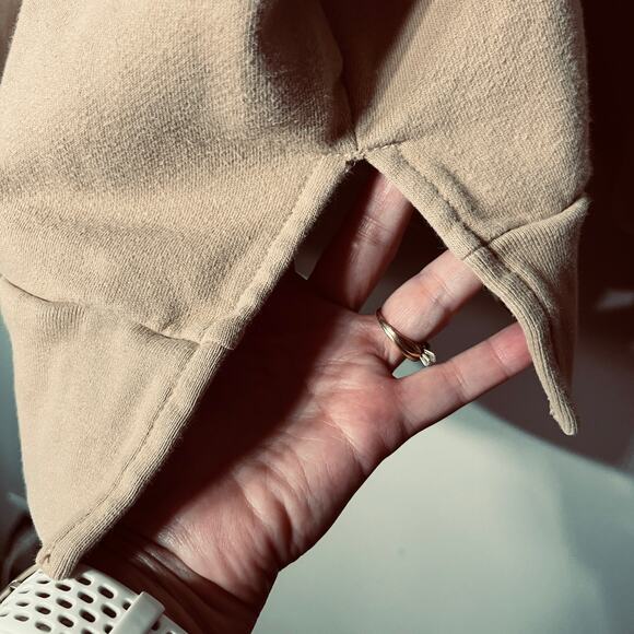 American Eagle Hoodie Seriously Huggable Fleece Lined Hood Keep Smiling Tan S - Picture 3 of 7